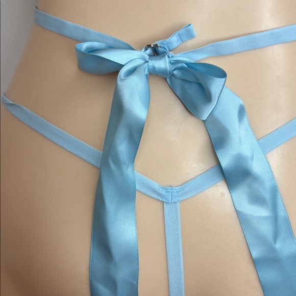 Victoria Secret Lingerie Teddy OnePiece Bodysuit Blue Yellow Floral Lemons Sheer - Picture 8 of 16